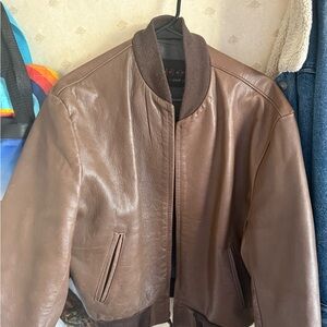 Schott NYC Brown Leather Bomber Jacket